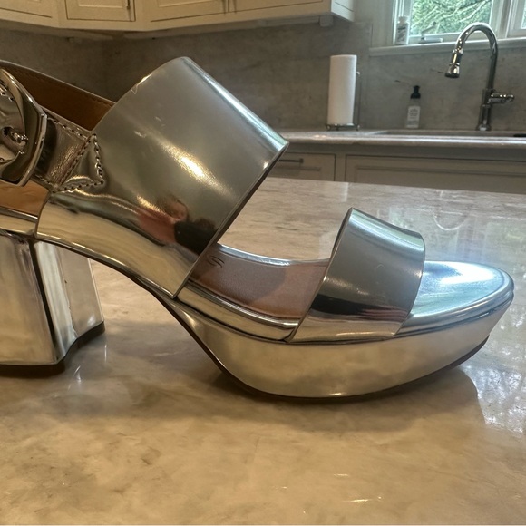 AEROSOLES Shiny Silver Women's Sandals - Picture 2 of 2
